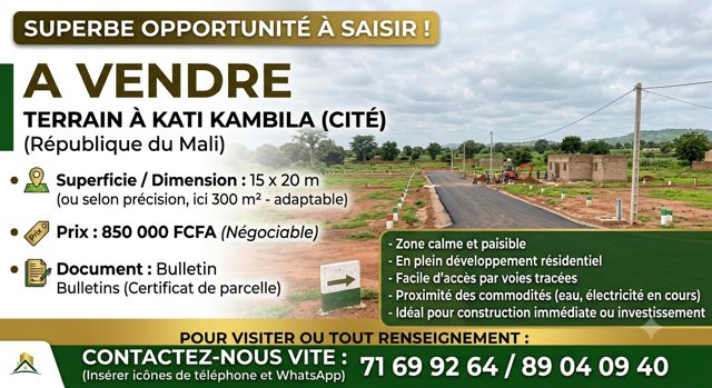 Terrain a vendre kati  kambila